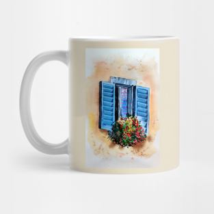 Italian windows sketch in watercolors Mug